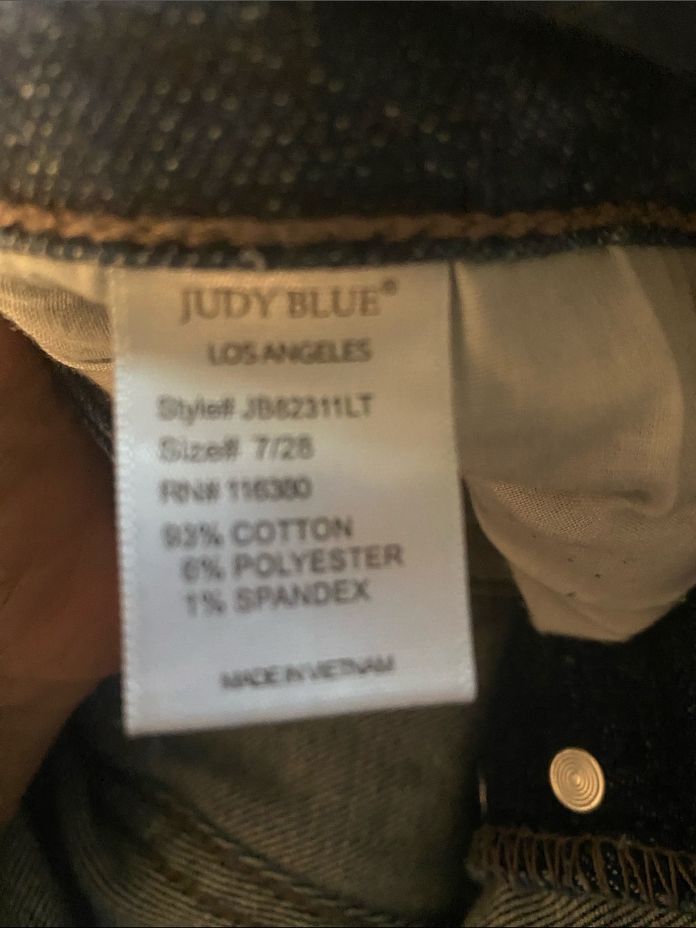 Judy blue size 7/28 distressed skinny fit jeans button fly - Picture 7 of 8